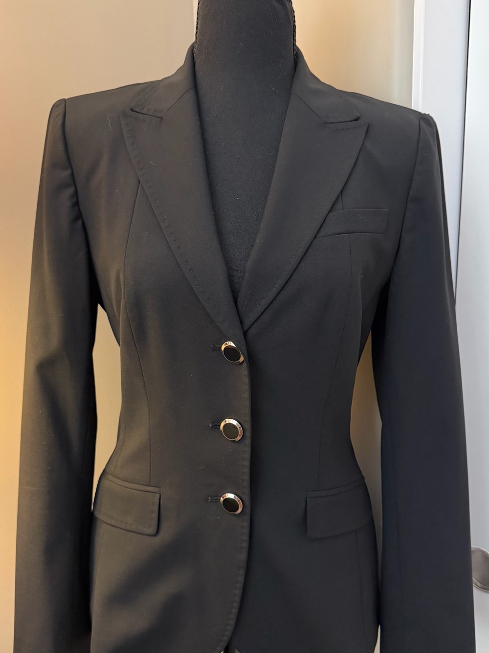 Anne Klein Black Fitted Blazer with Silver Accent Buttons